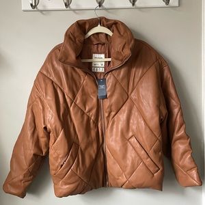 NWT. Abercrombie Leather Puffer Jacket